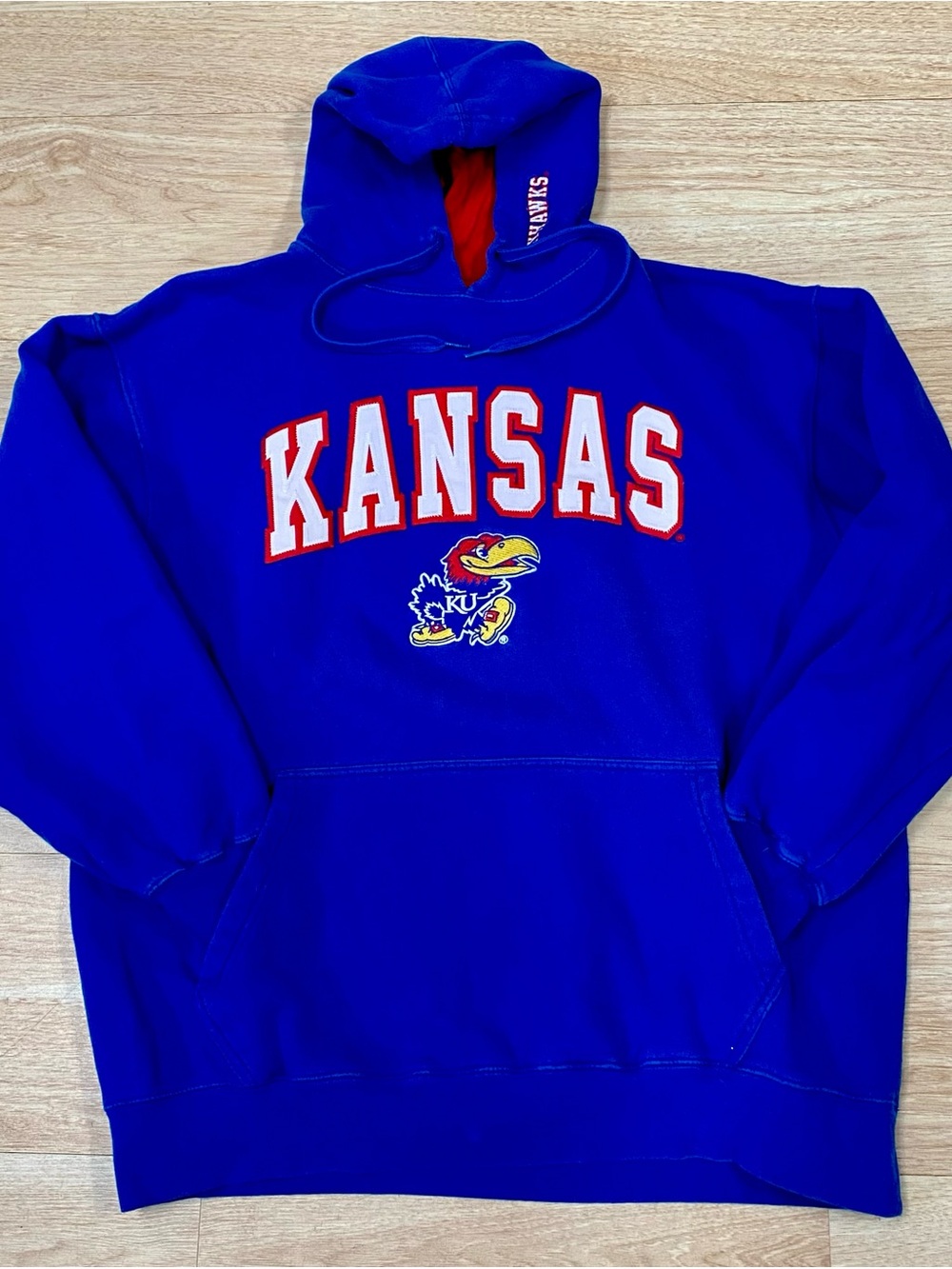 University of Kansas Jayhawks Hoodie Mens 2XL Blue e5 Sports Pullover Sweatshirt